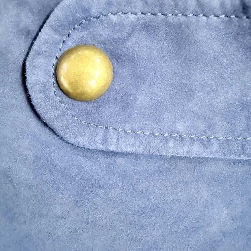 Trina Turk Blue Suede Goat Leather Mini Skirt Womens 16 Boho Y2K